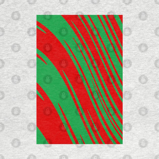 Candy Cane Christmas Red & Green Stripes Abstract Pattern Design by love-fi